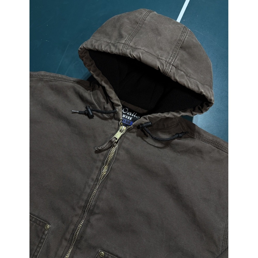 Vintage Walls Work Wear Jacket Men's Large Brown Duck Canvas Fleece Lined Hooded - Picture 3 of 14